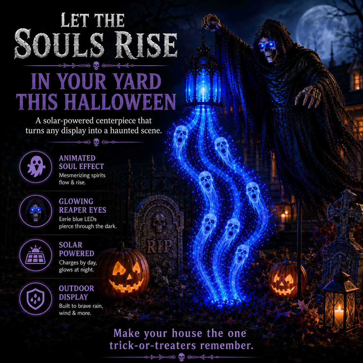 💀 Halloween Soul Harvester Animated Solar Garden Light