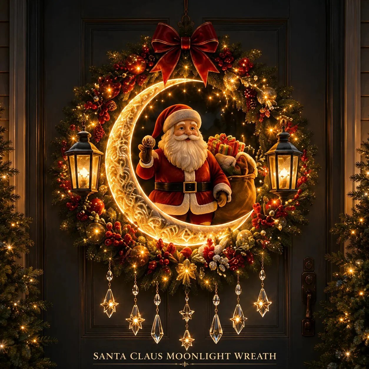 ✨ Christmas Moonlight Wreath Collection – Lighted Holiday Door Decor
