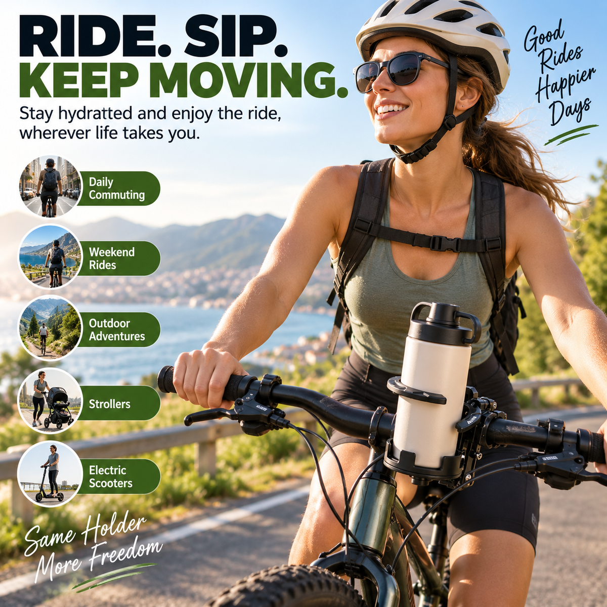 🚴 Foldable 360° Rotating Bike Cup Holder – Adjustable Space-Saving Drink Mount