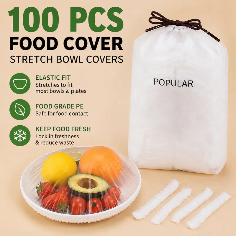 💥Special Offer💥Disposable Elastic Stretch Food Covers 100PCS | Quick Food Storage for Bowls & Plates