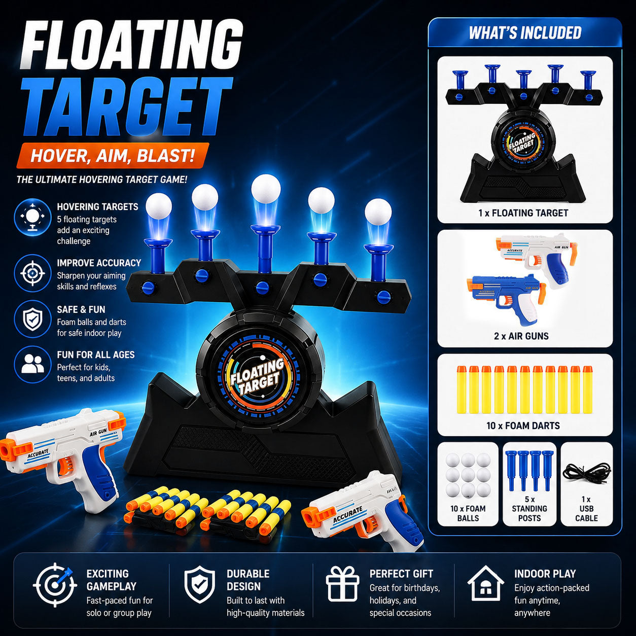 🎯 Fun Floating Target Game – Electric Shooting Toy for Kids!