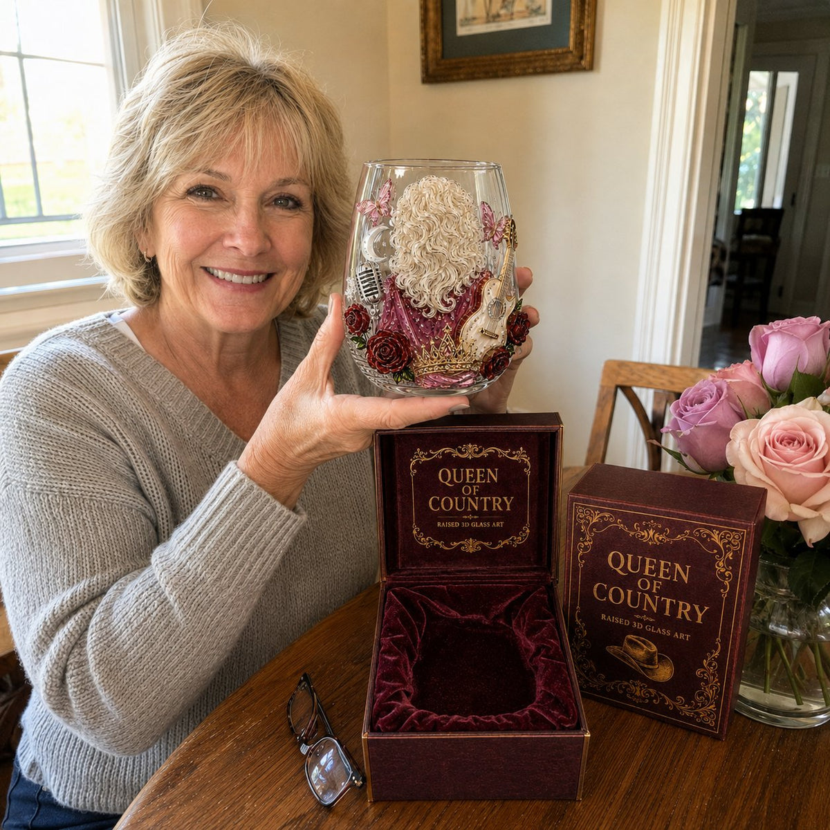 🤠 Queen of Country 1946–2026 3D Glass Collection | 8 Inspired Country Designs with Raised Guitars, Butterflies, Boots, Florals & Vintage Music Details 🎸✨