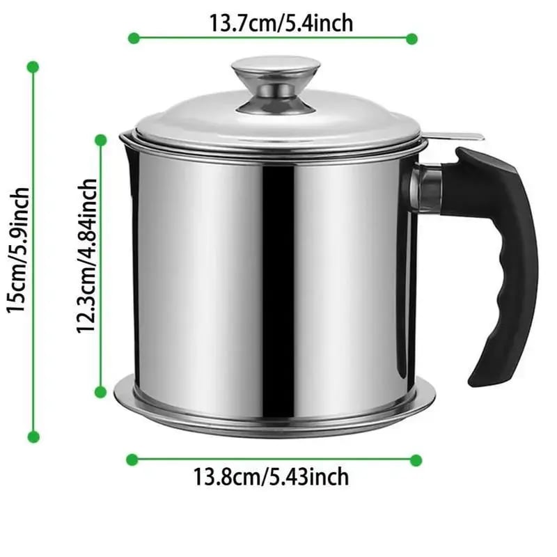 🔥 Hot sell! Stainless Steel Oil Pot with Filter,Bacon Grease Container, Cooking Oil Can, Kitchenware, Utensils, Kitchen Gadgets