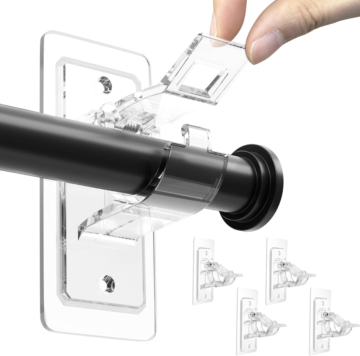 🏡✨ No-Drill Curtain Rod Brackets – Self-Adhesive Wall Mount Holders for Easy Window Decorating 🪟