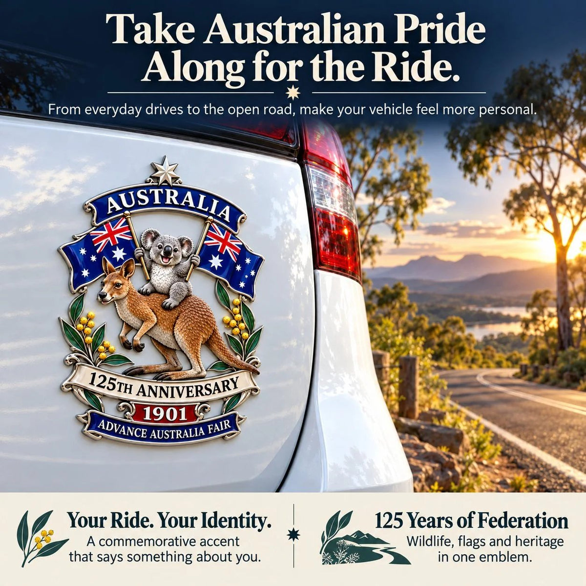 💯🦘Australia 125th Anniversary Commemorative Metal Car Emblem