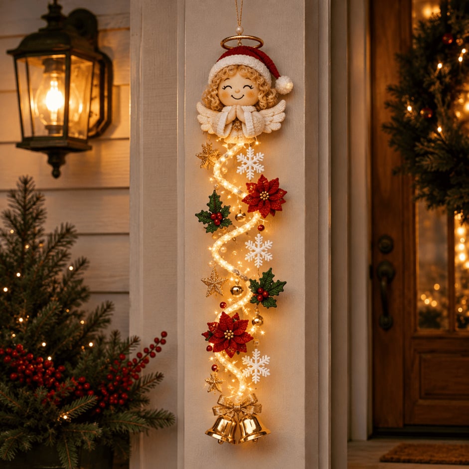 Light-Up Christmas Door Hanger – Warm Holiday Glow for Your Entryway
