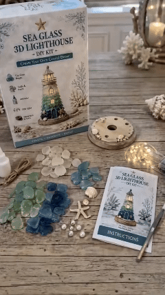 🌊 DIY Sea Glass Lighthouse Kit – Create Your Own Glowing Coastal Decor
