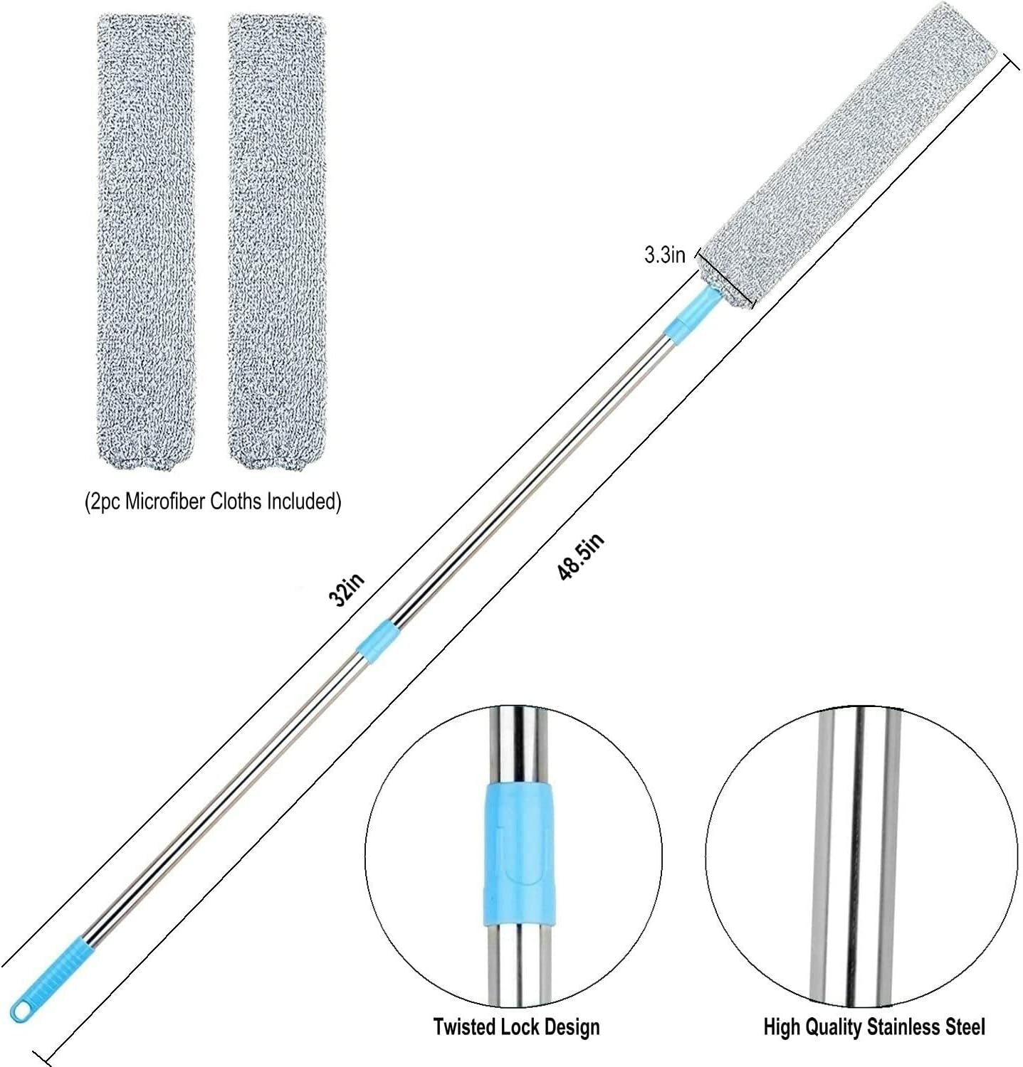 🧹 Flexible Retractable Gap Duster – Long-Reach Microfiber Cleaner for Under Beds & Appliances