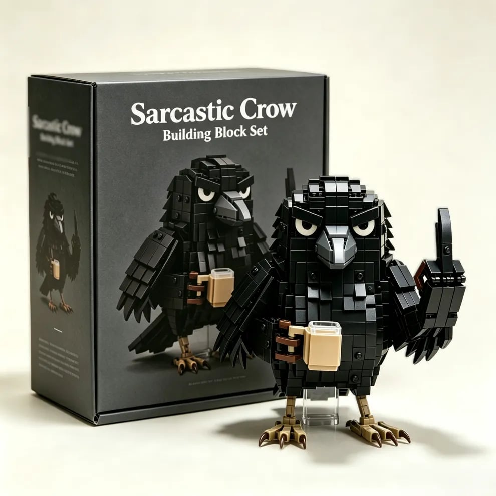 ☕ Not Until My Coffee Crow Building Block Set – Funny DIY Desk Decor Gift