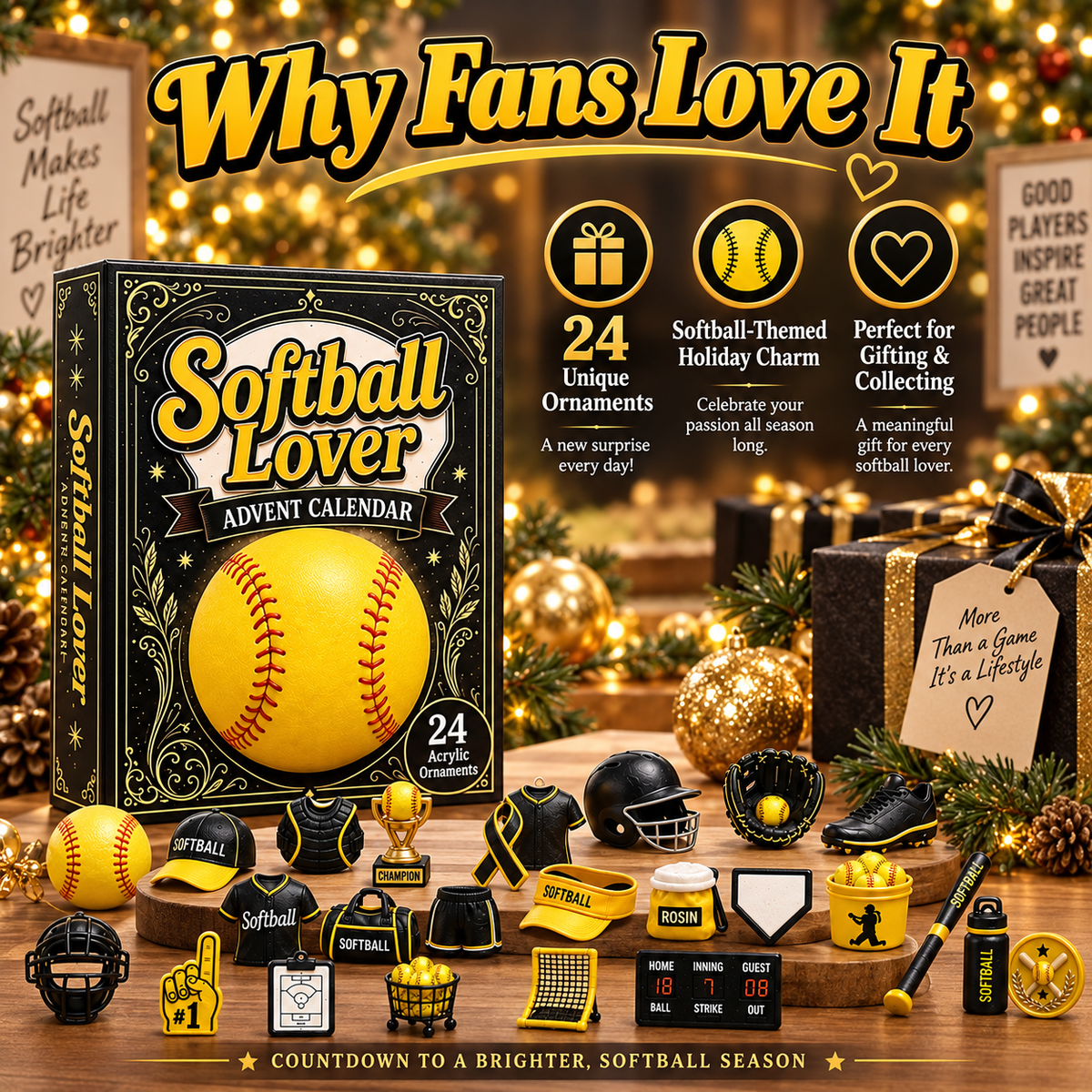 π 24 Days of Softball Spirit β Christmas Advent Ornament Calendar