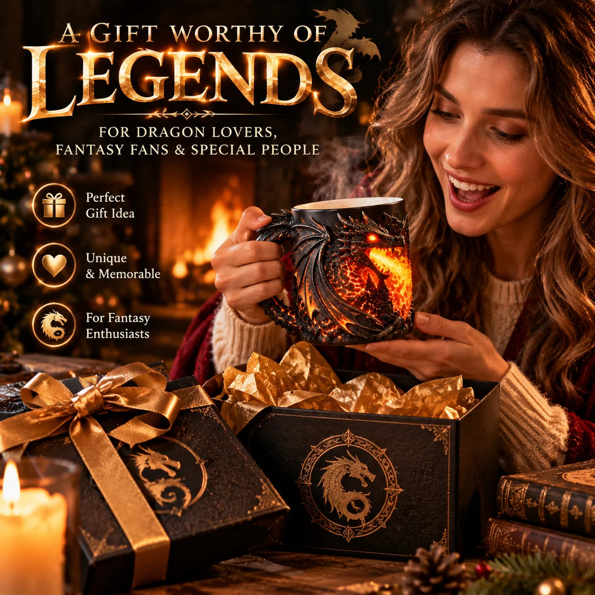 🐉🔥 3D Dragon Heat-Reveal Magic Mug – Color-Changing Fantasy Coffee Cup ☕🎁