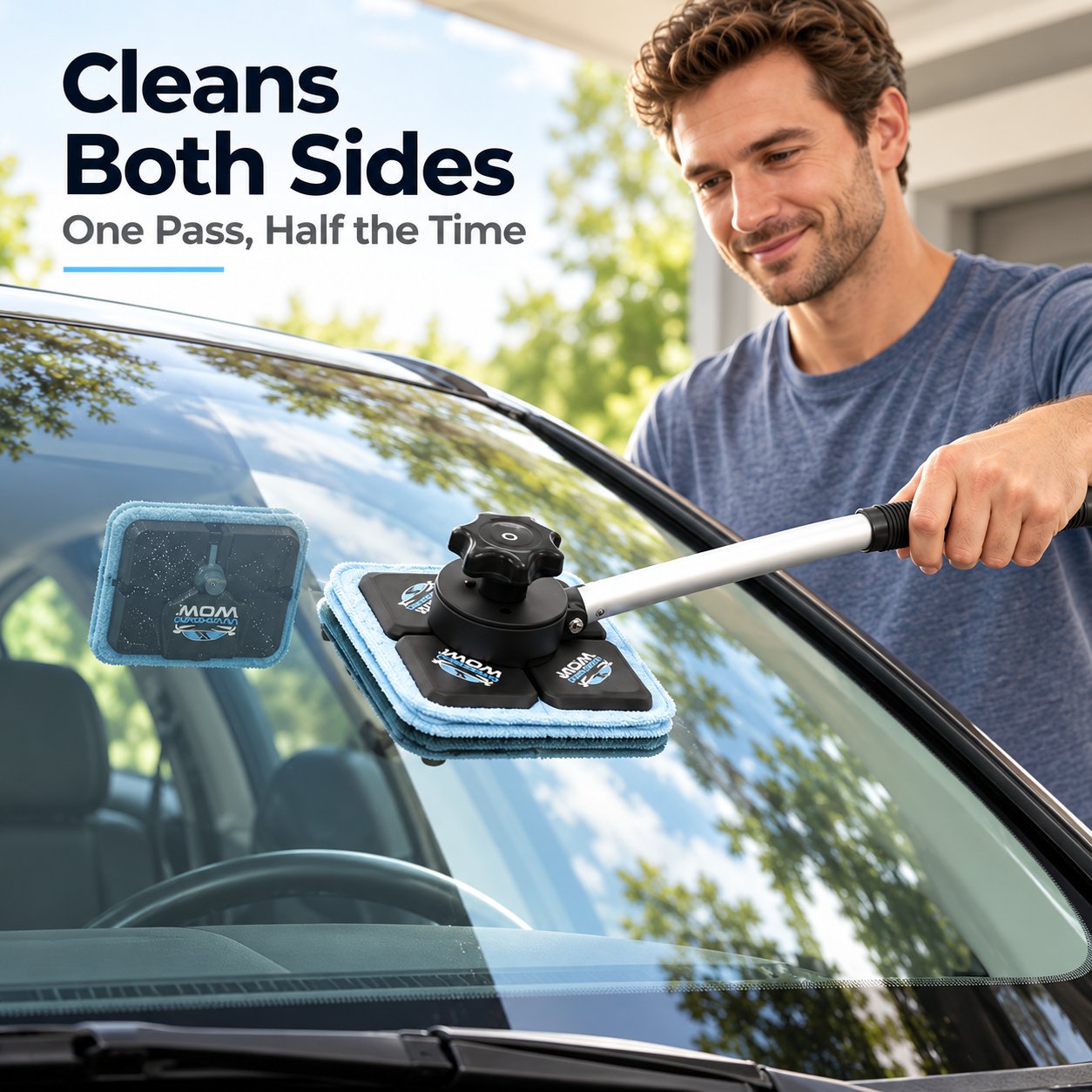 🚗✨Dual Magnetic Car Windshield Cleaner | Streak-Free Auto Glass Cleaning Kit