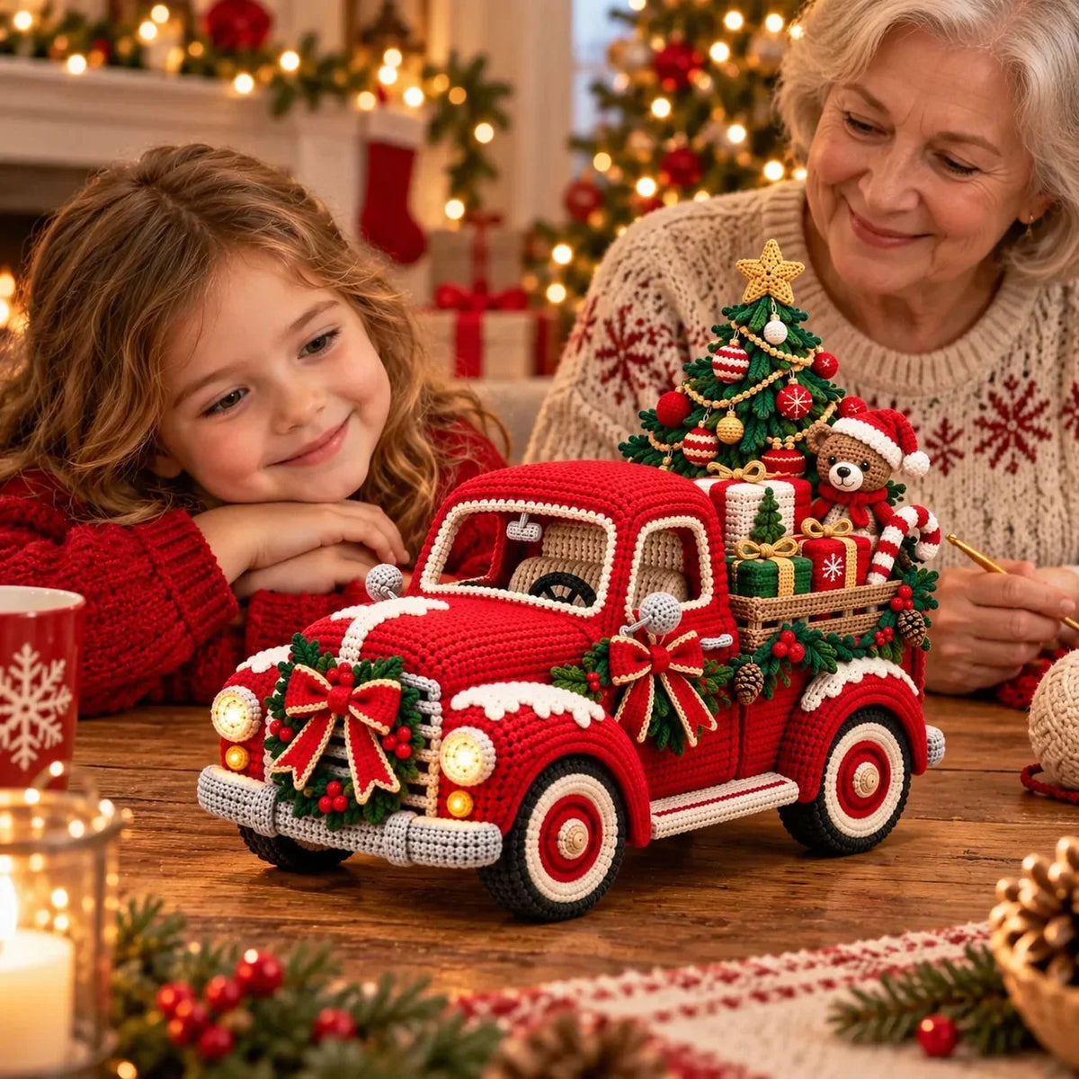 🎄🧶 Vintage Christmas Truck Crochet Pattern (Digital PDF) 🛻🎁 | Red Pickup Amigurumi, Tree, Teddy Bear & Holiday DIY ✨