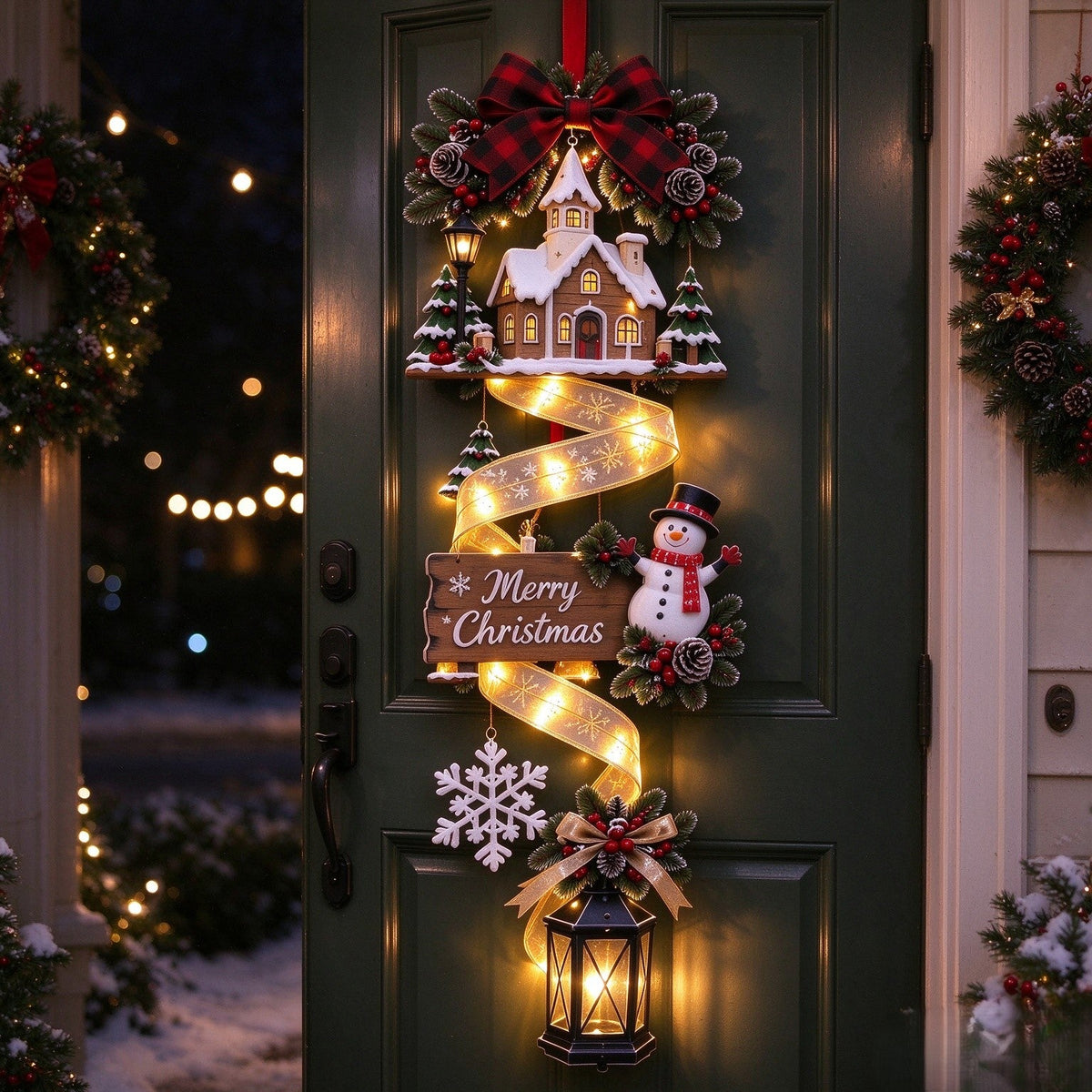 ⛄ ✨Snowman Christmas LED Door Cascade Decor✨