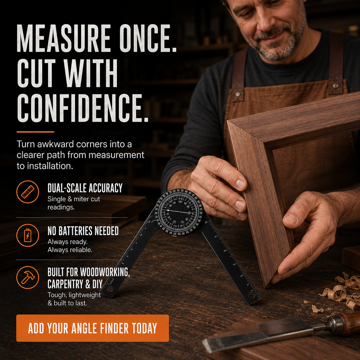 📐 Aluminum Miter Saw Protractor – Dual-Scale Angle Finder