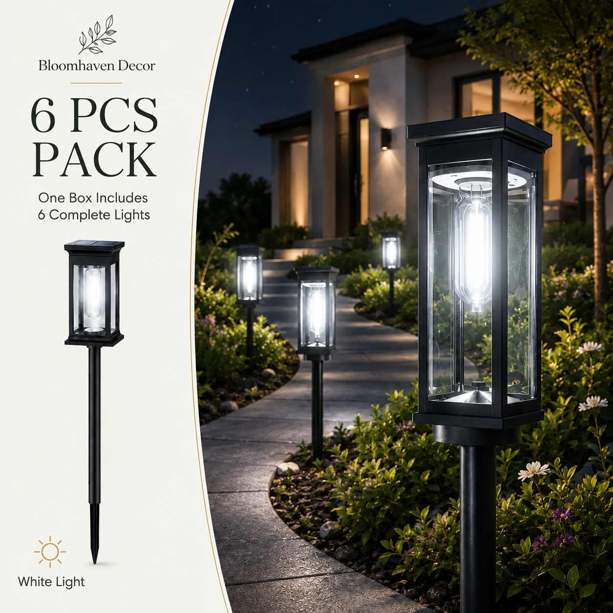 ☀️ SALE | 6-Pack Solar Pathway Lights Outdoor – IP65 Waterproof Warm White Garden Lights