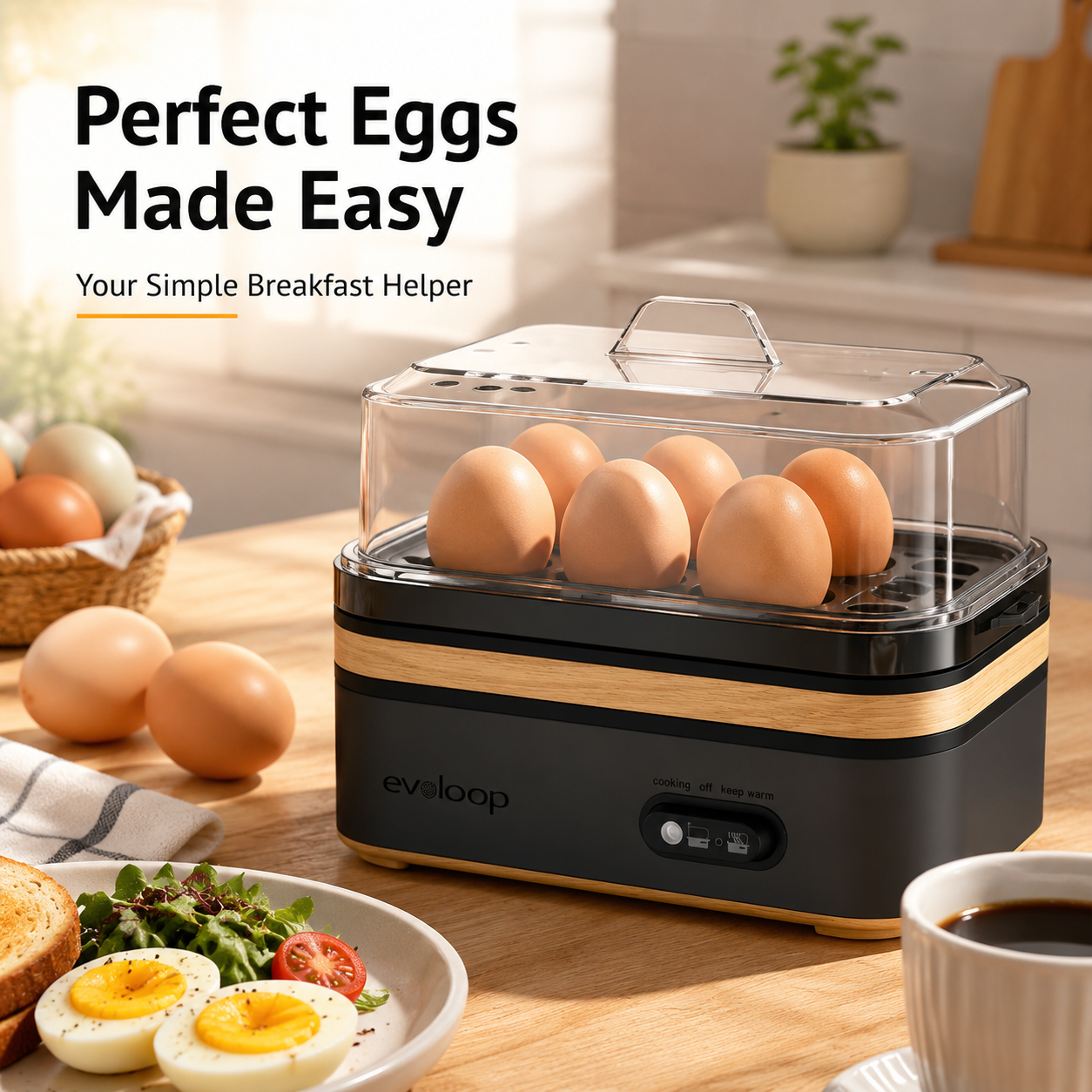 🥚 Rapid 6-Egg Electric Egg Cooker – Soft, Medium & Hard Boiled Eggs, Poacher & Omelet Maker | Limited Time Deal