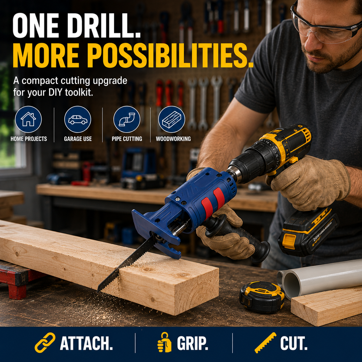 🔧 Drill-to-Saw Adapter – Turn Your Drill Into a Reciprocating Saw