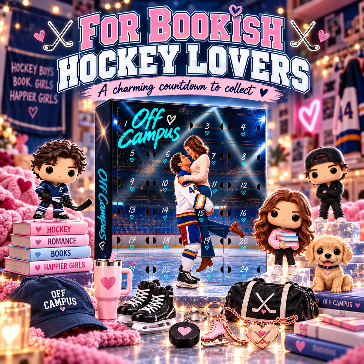 🏒 Off Campus 24-Day Collectible Surprise Calendar💗 – Hockey Romance Mini Figures & Gift Set!!!🎁