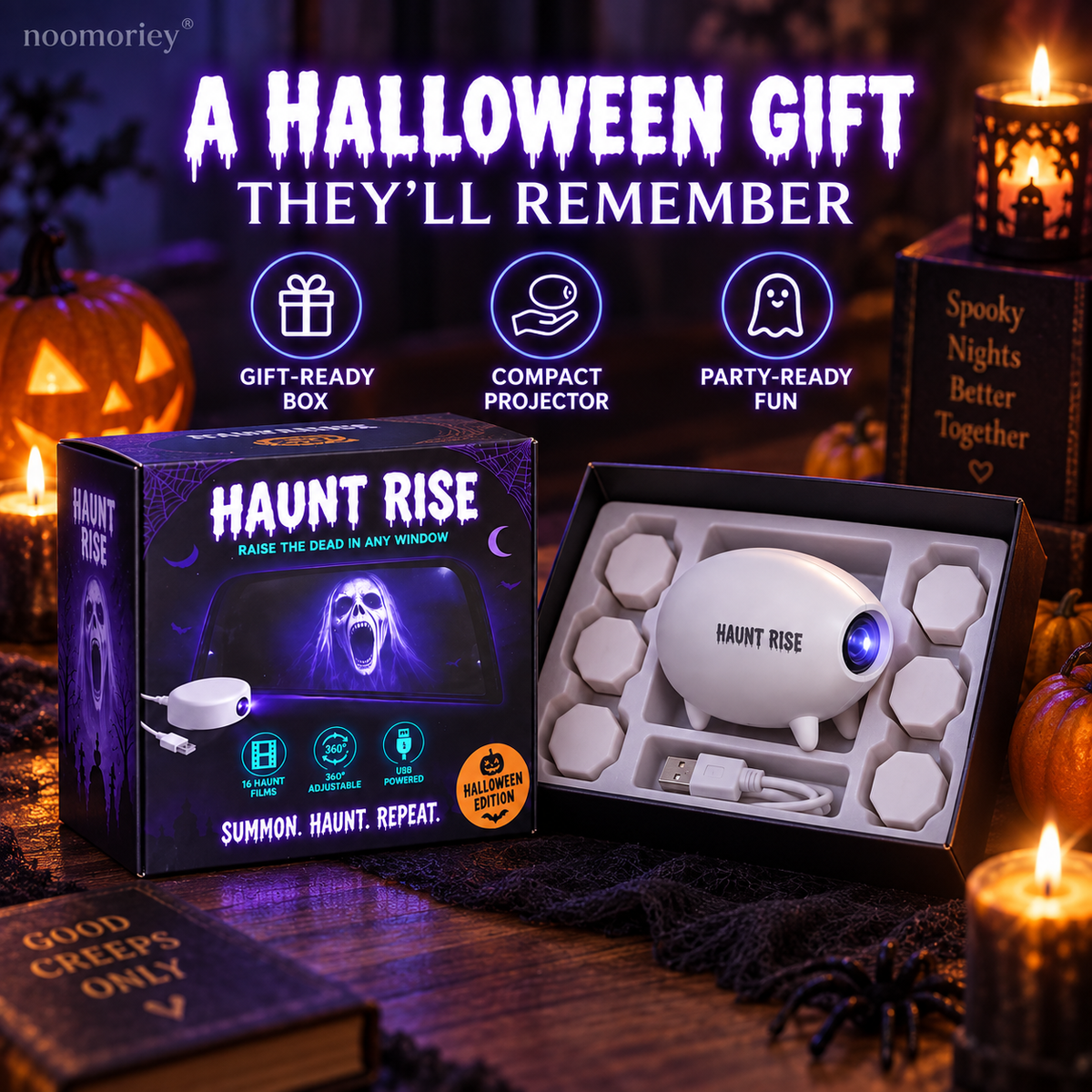 π Halloween Window Projector π» 16 Spooky Films USB Powered Holiday Decor