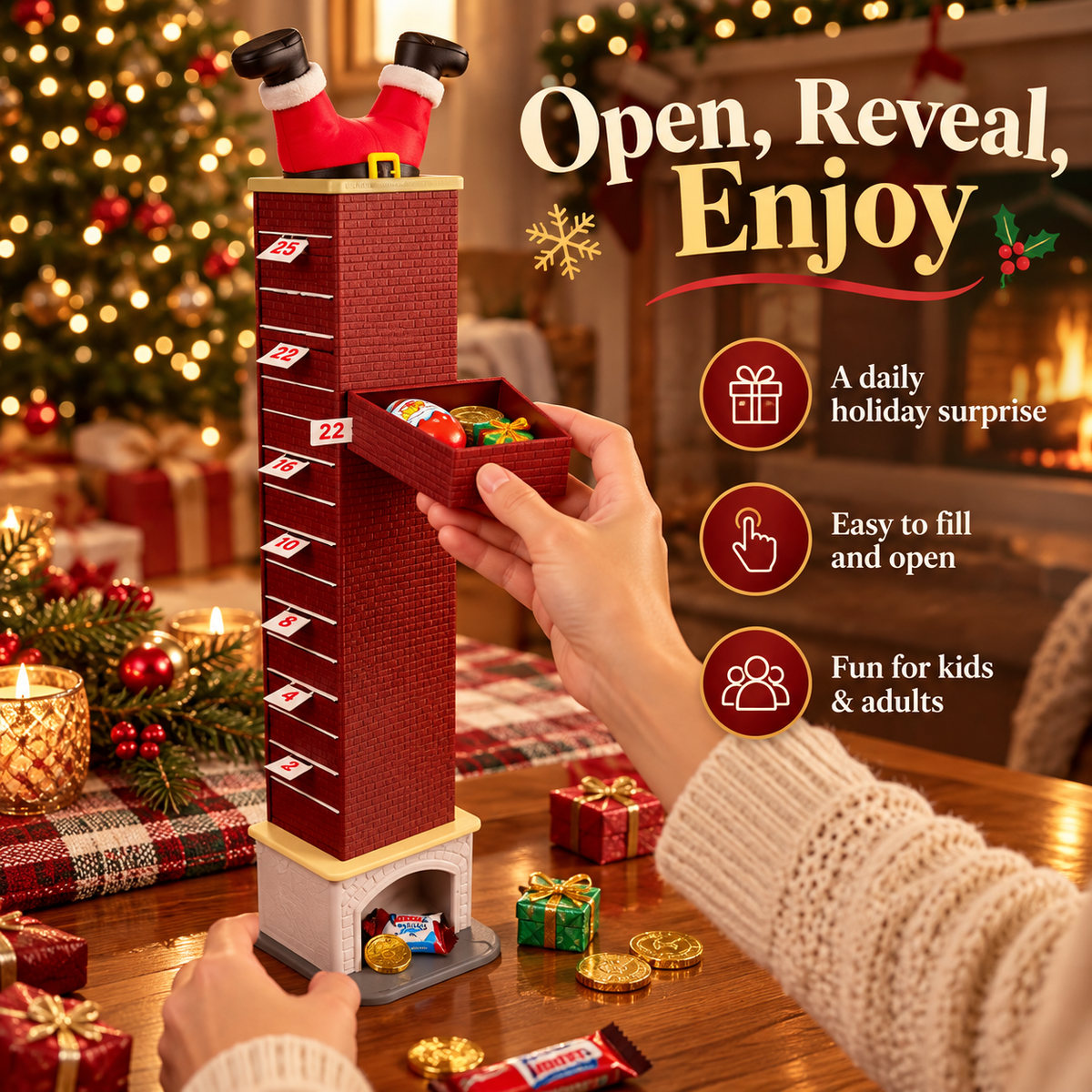 π
Christmas Chimney Advent Calendar β 25-Day Candy Surprise Countdown π
