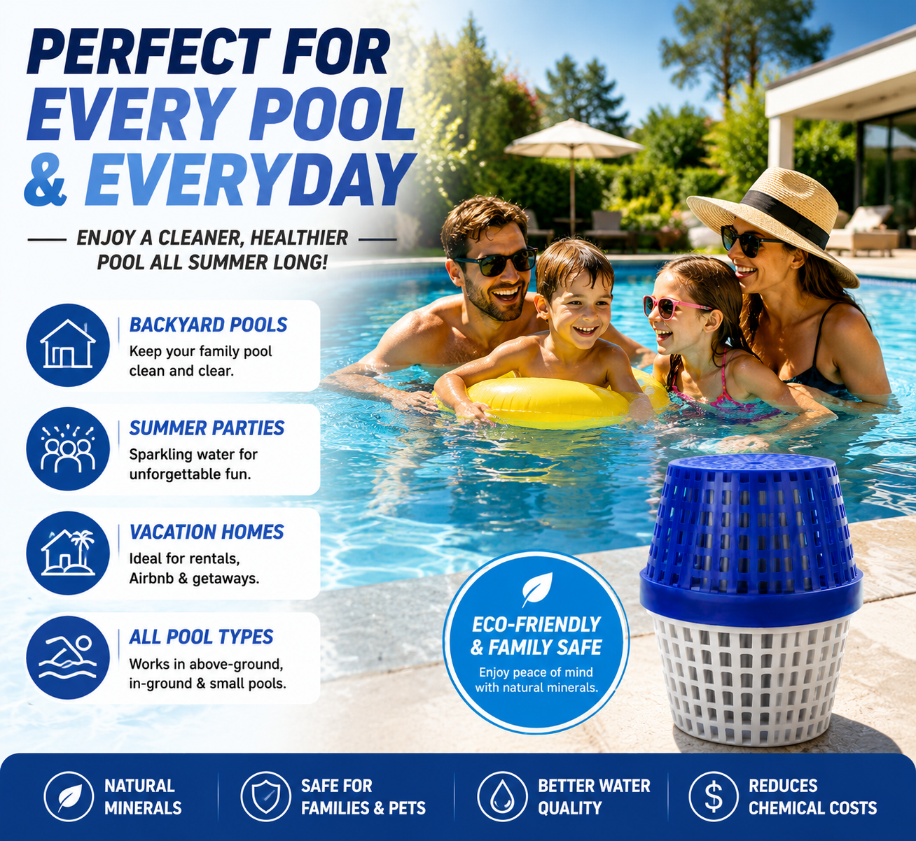 πββοΈ Crystal Clear Pool Water Mineral Cleaner β Anti-Algae Pool Treatment Stick