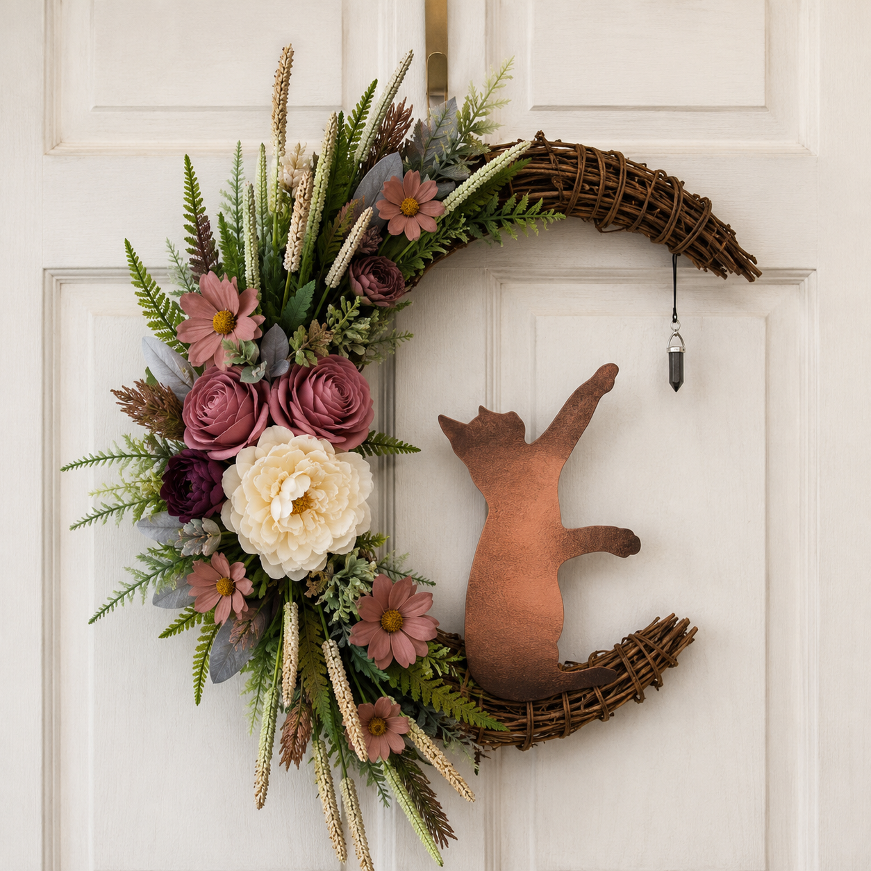 ✨Last Day 50% OFF - Handmade Halloween Cat Wreath🐈⬛🌙