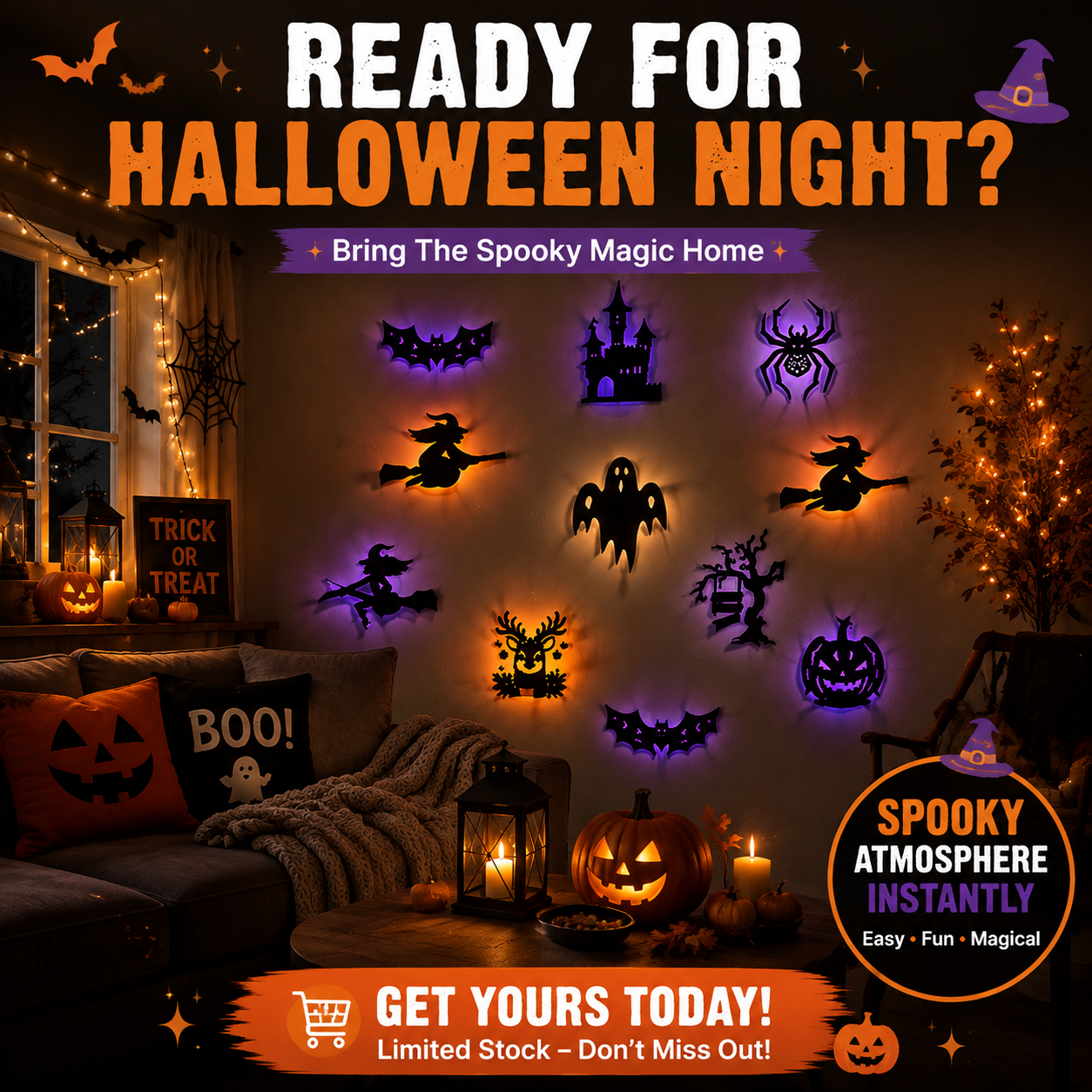 ๐ Halloween LED Wall Stickers | Glow In The Dark Spooky Home Decoration