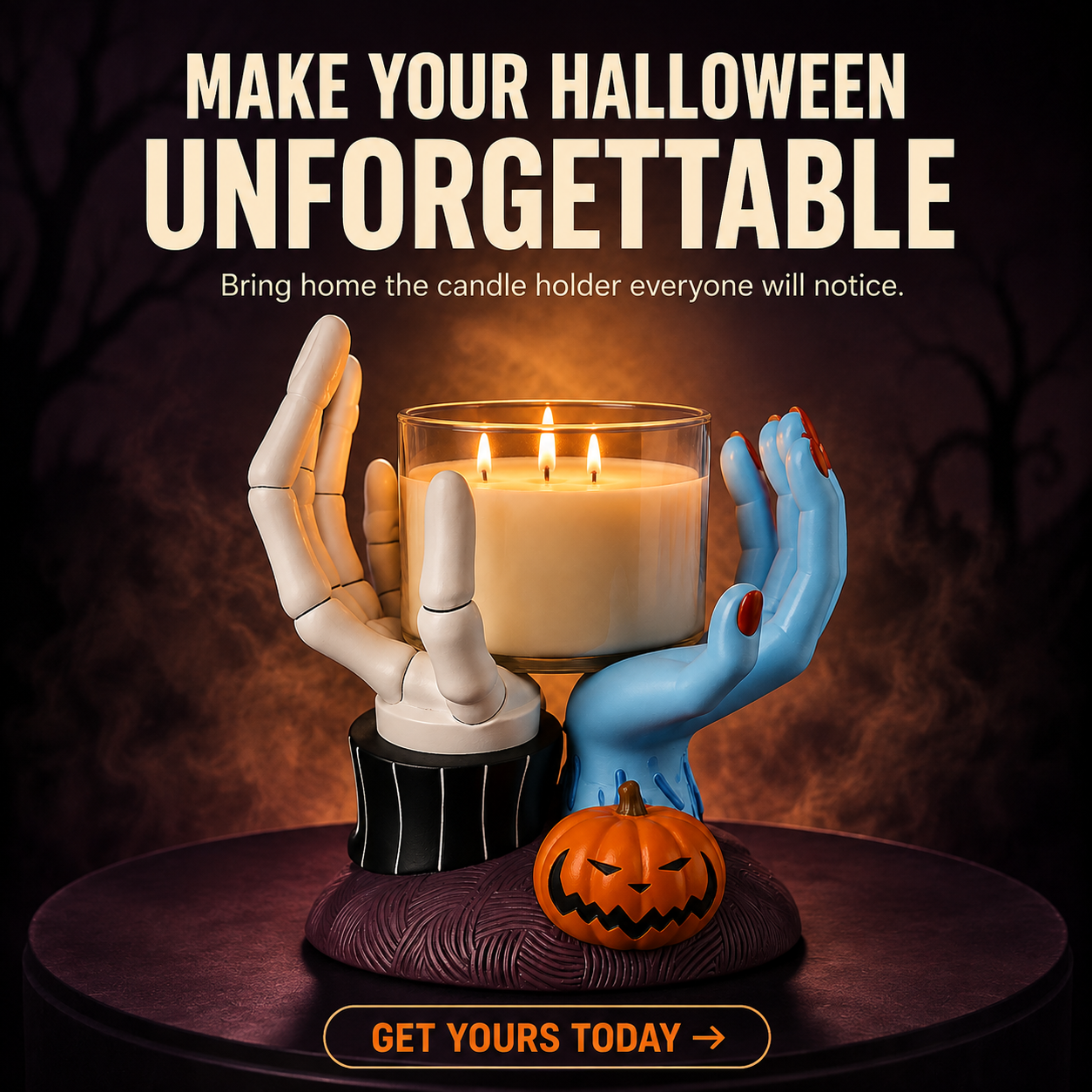 🎃 Spooky Hands Candle Holder – Cute & Creepy Halloween Tabletop Decor
