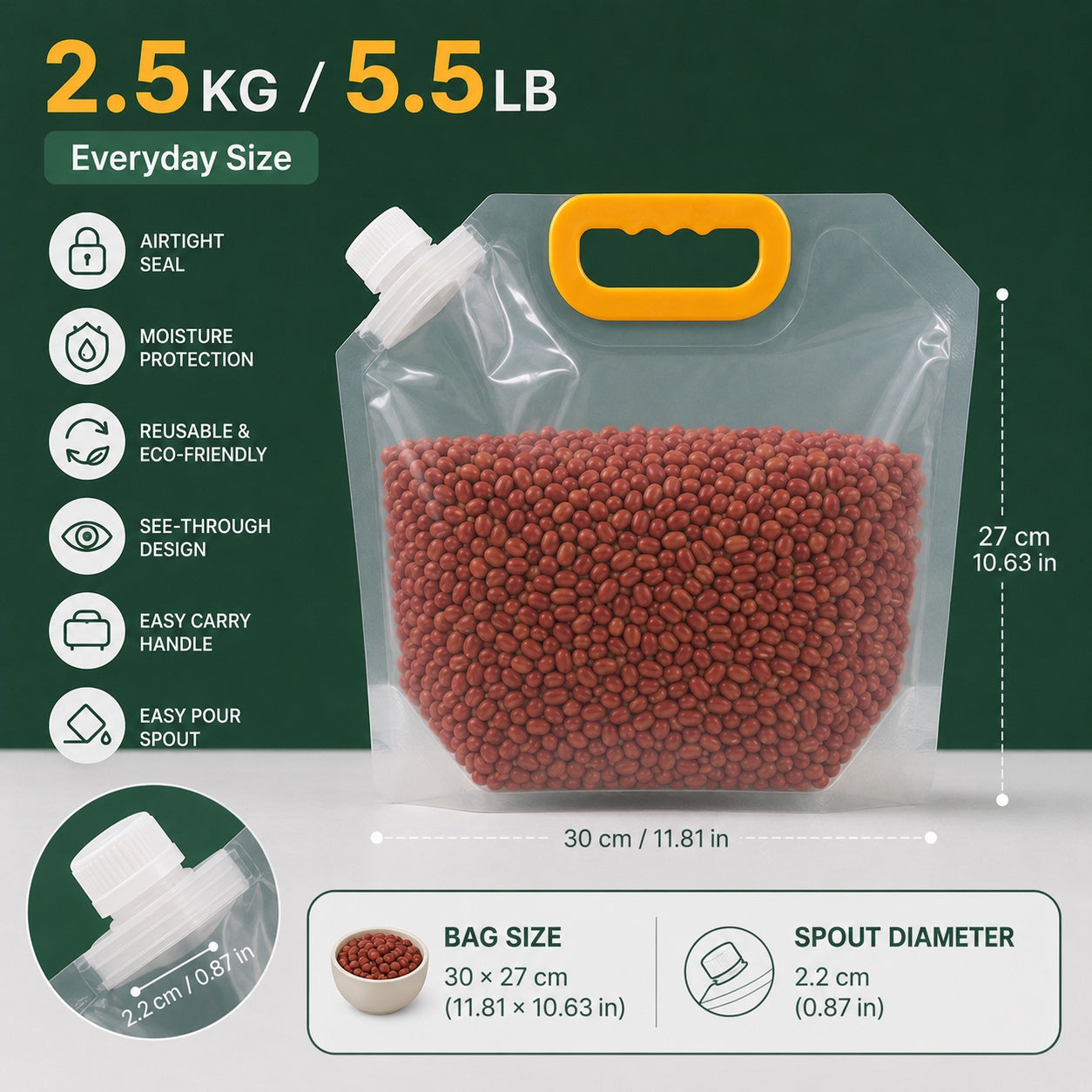 🌾 Reusable Airtight Grain Storage Bag – Seal, Carry & Pour With Ease