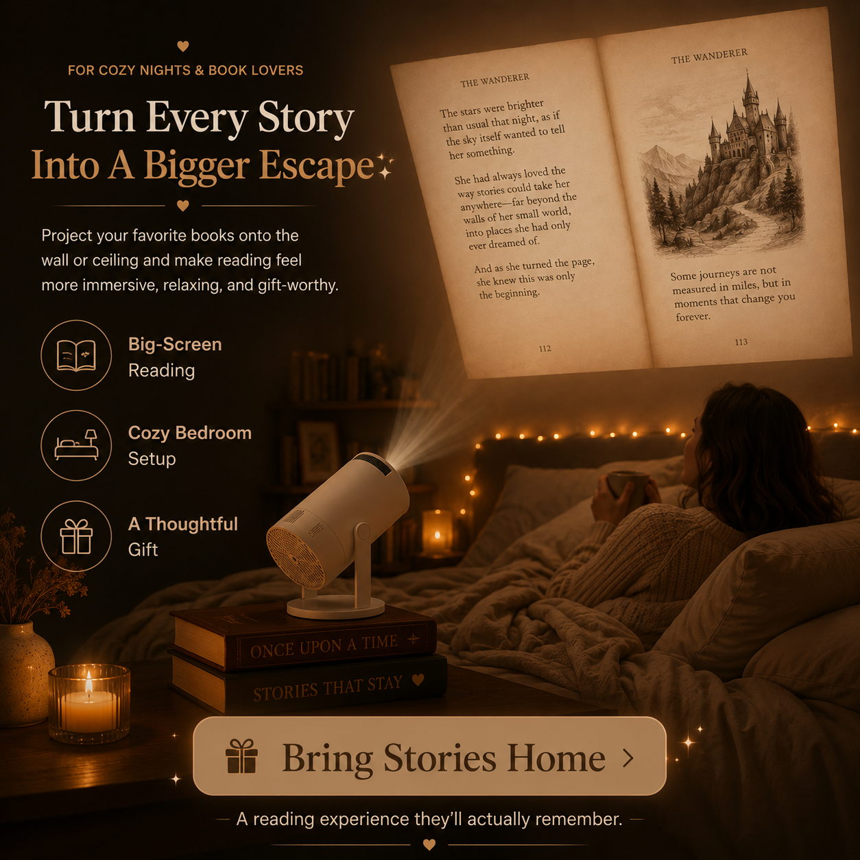 Big Stories📖Bigger Screen📽️2026 Hot Sale Cozy Reading Projector