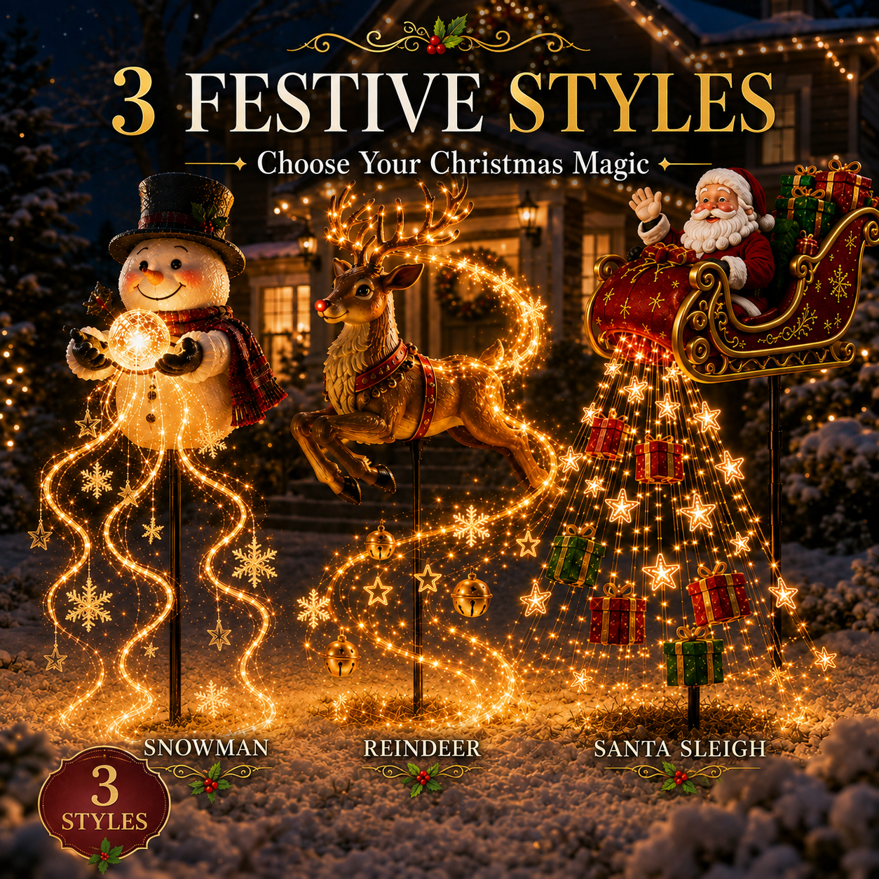 🎅✨ 2026 New Santa’s Flying Sleigh Gift Cascade – Solar Christmas Garden Light