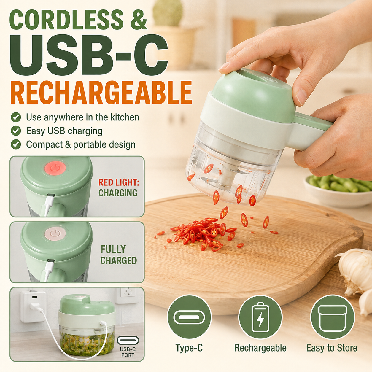 🔪4-in-1 Handheld Electric Vegetable Slicer & Chopper Set