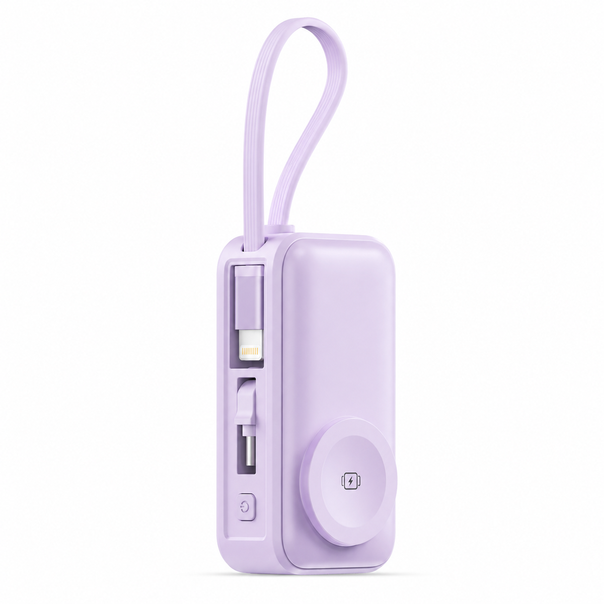 4-in-1 Folding Chargeable Portable Power Bank with Integrated Cable