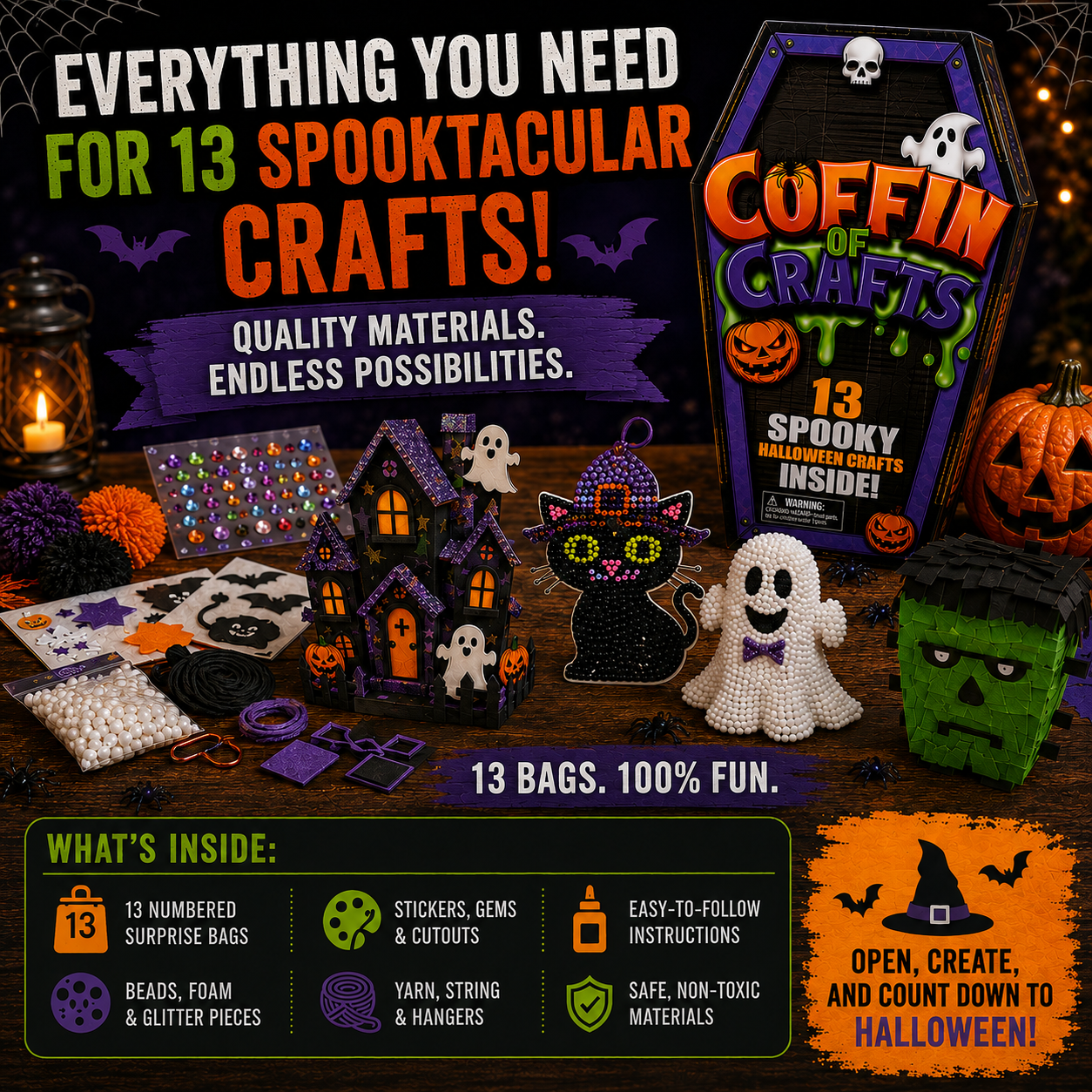 Coffin of Crafts Halloween Advent Calendar – 13 Spooky DIY Craft Surprises