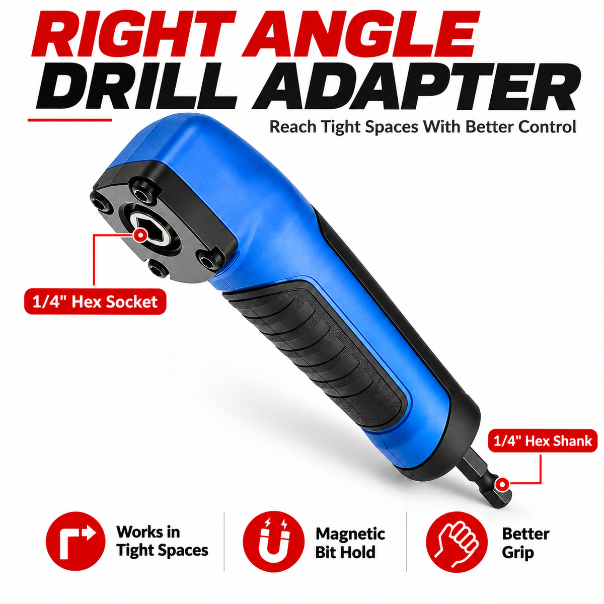 🧰90° Right Angle Drill Adapter – Reach Screws in Tight Spaces