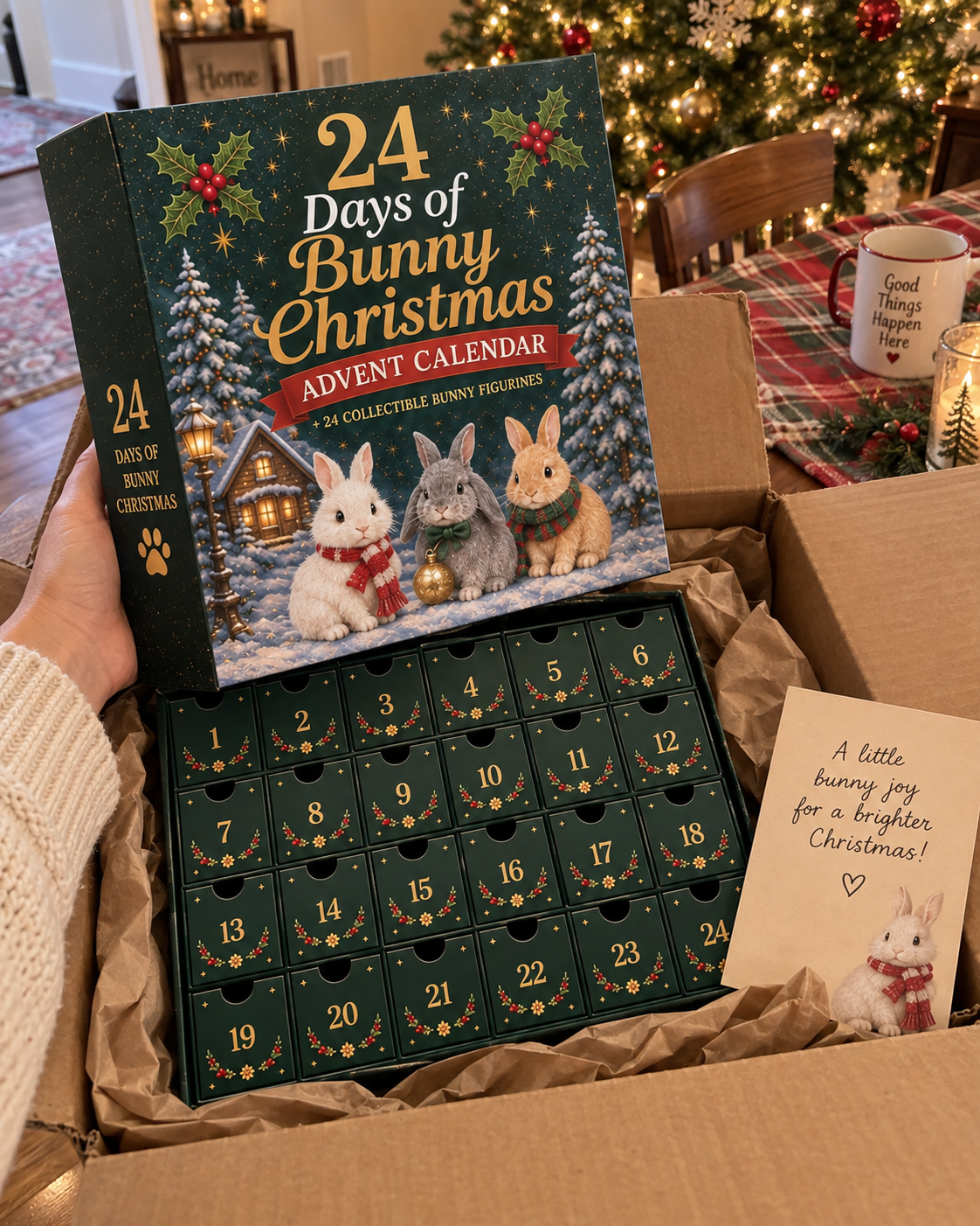 🐰 24-Day Bunny Christmas Advent Calendar – 24 Collectible Holiday Figurines