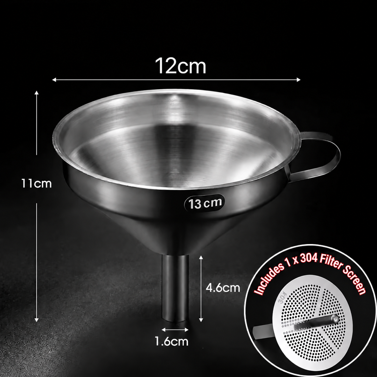 🫗 2-in-1 Stainless Steel Filter Funnel – Removable Fine Mesh Strainer