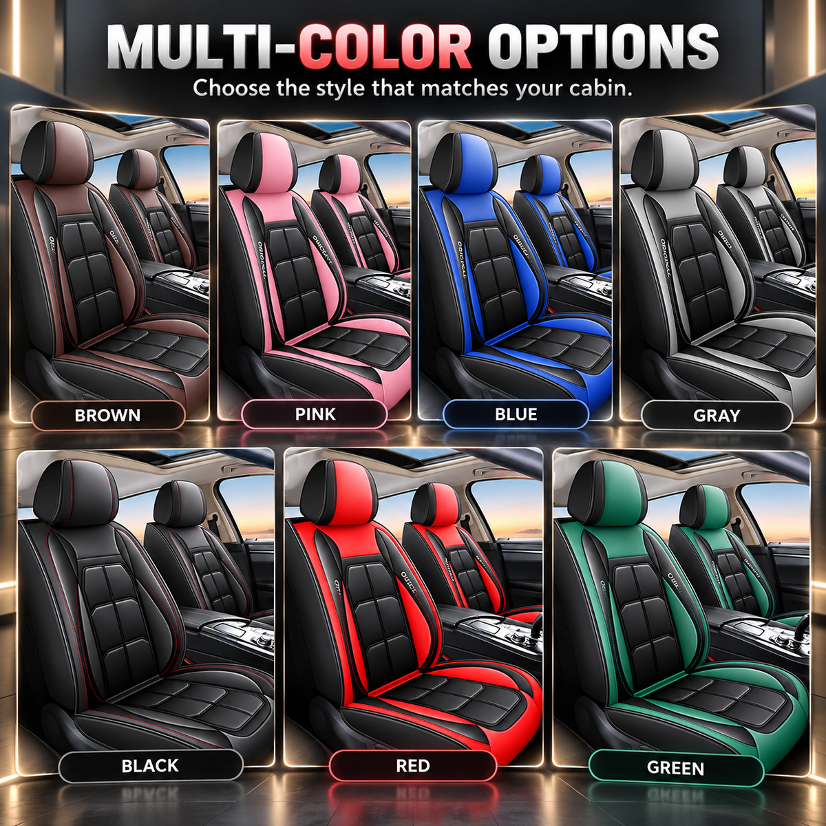 🚗 5-Seater Universal Leather Car Seat Cover Set
