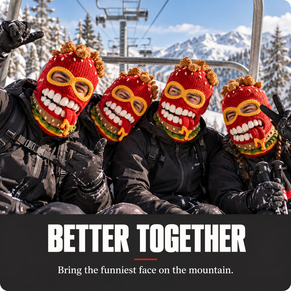 ๐ Burger Monster Knit Ski Mask โ Funny Food Balaclava