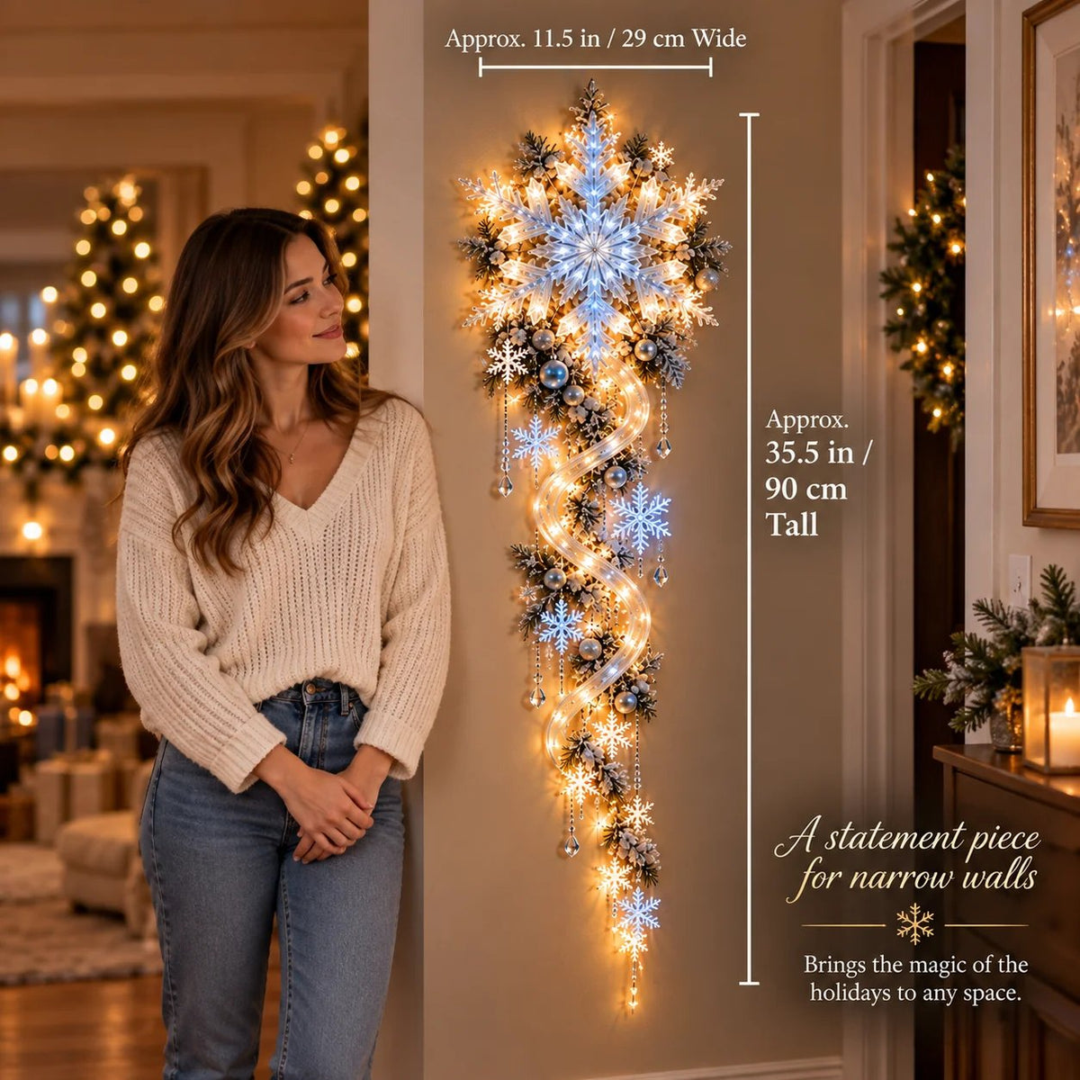 ❄️Giant Snowflake Blizzard Trail – Christmas Wall Light