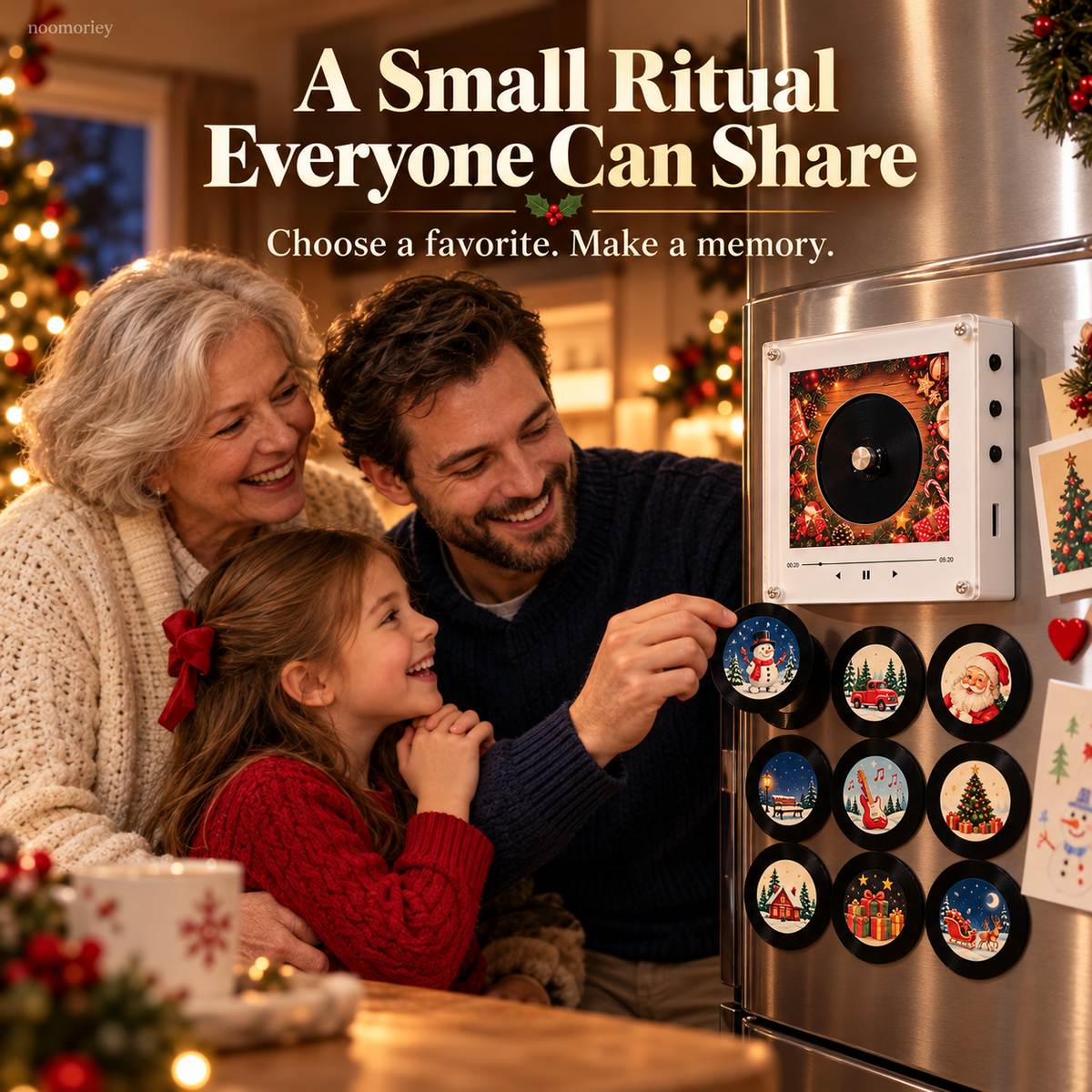 ππ΅ Christmas Magnetic Music Player with 9 Mini Records β Retro Holiday Decor & Gift Set π