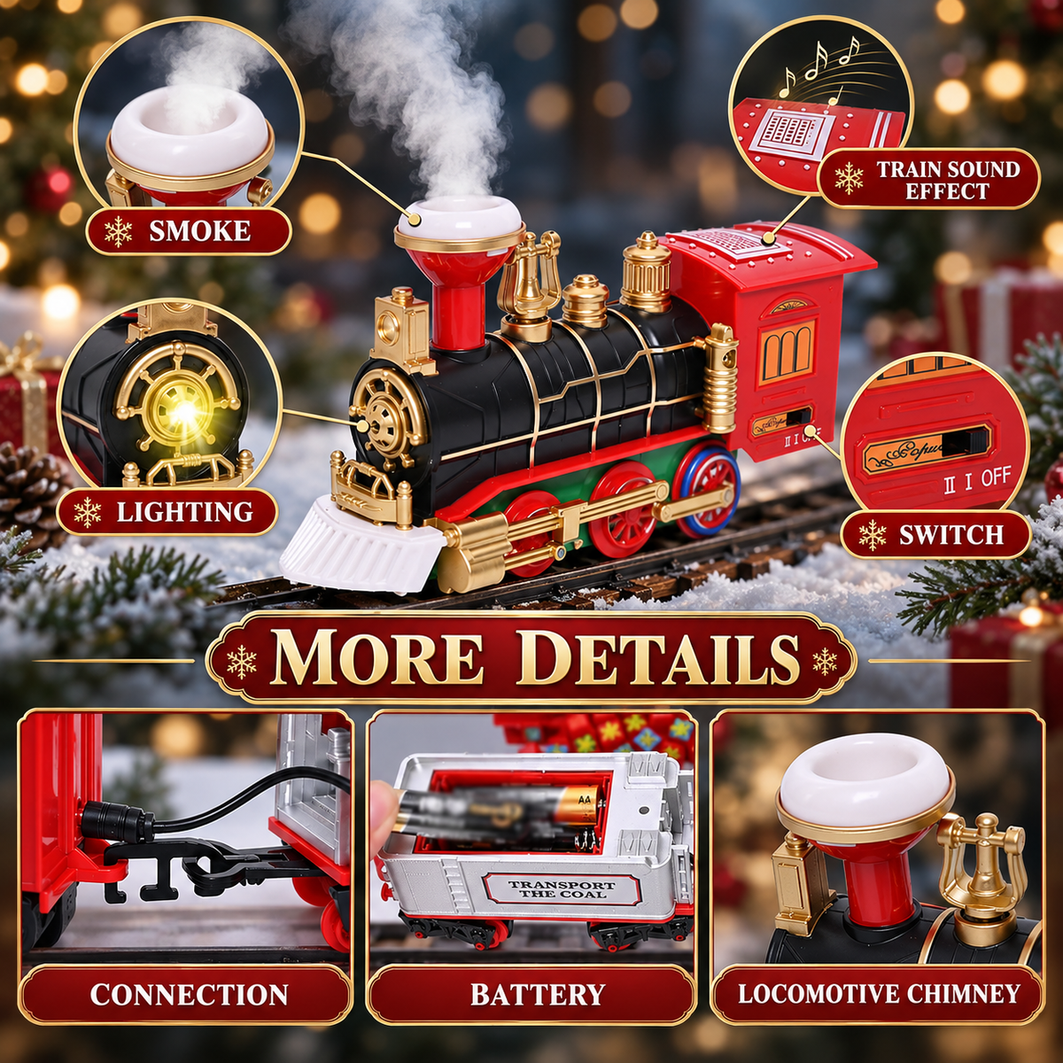 π Magical Christmas Tree Train Set π β Lights, Sounds & Steam | 2-in-1 Holiday DΓ©cor & Kids' Toy