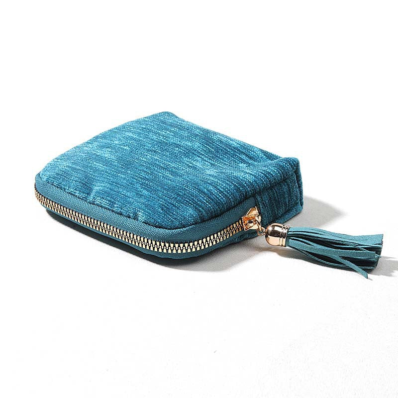 💎Luxe Velvet Travel Jewelry Organizer – 5-Compartment Tangle-Free Storage Bag with Secure Tassel Zipper ✨