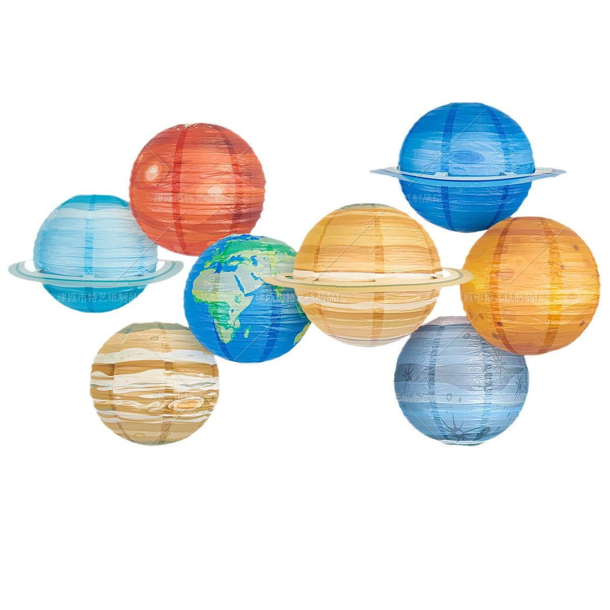 ❤️8pcs Planet Paper Lanterns, 12 Inch Outer Space Party Decorations | Solar System Hanging Planets Lantern, for Kids, Space Theme Party, Birthday Room Decorations