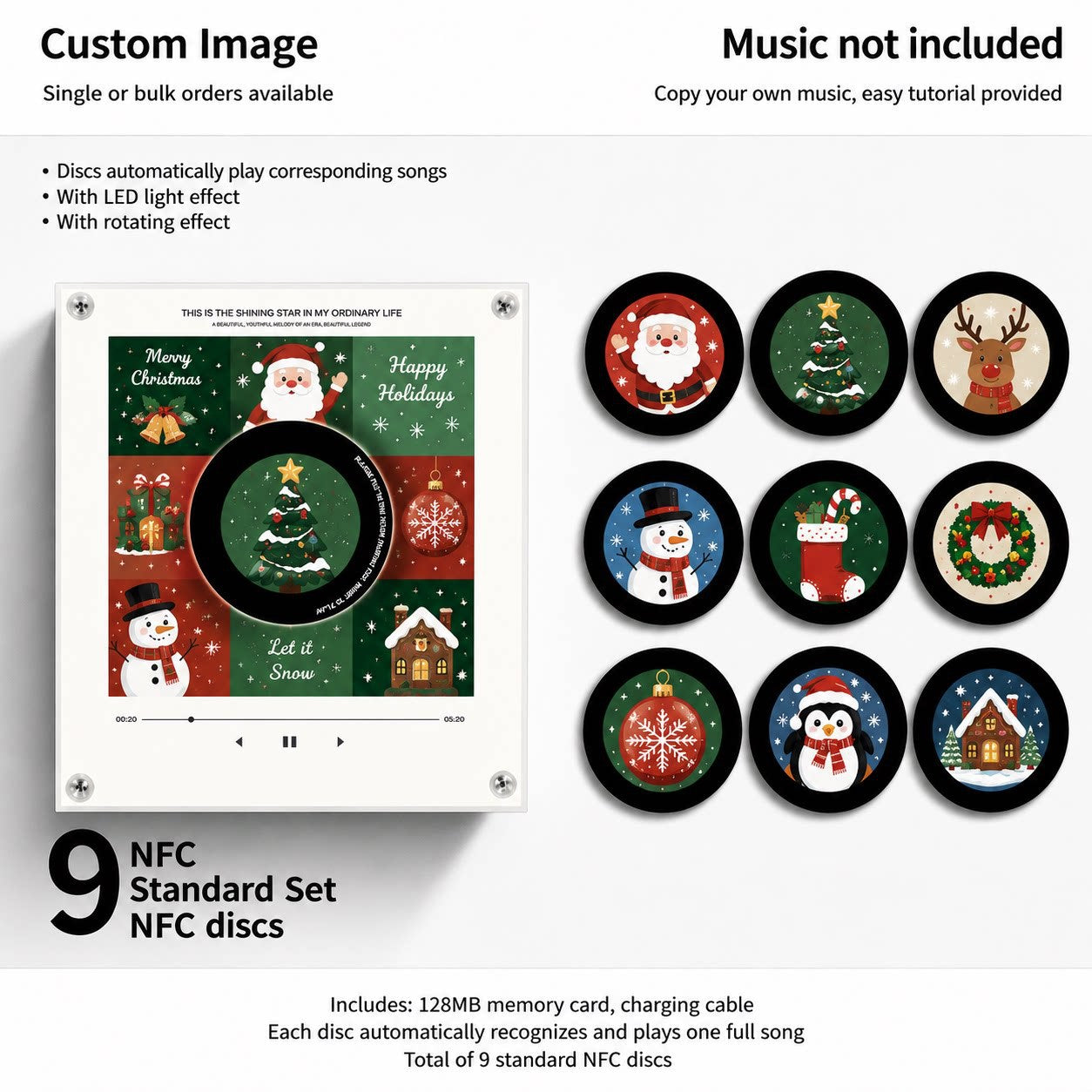 The Christmas Record That Plays Your Favorite Songs 🎄 – NFC Vinyl Music Display with LED & Rotating Disc
