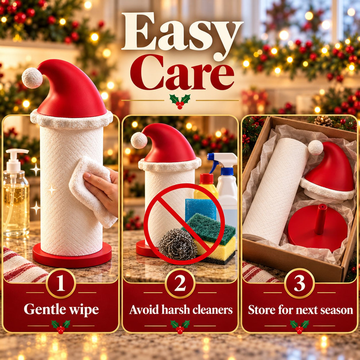 🎅 Santa Hat Paper Towel Holder – Cute Christmas Kitchen Decor 🎄
