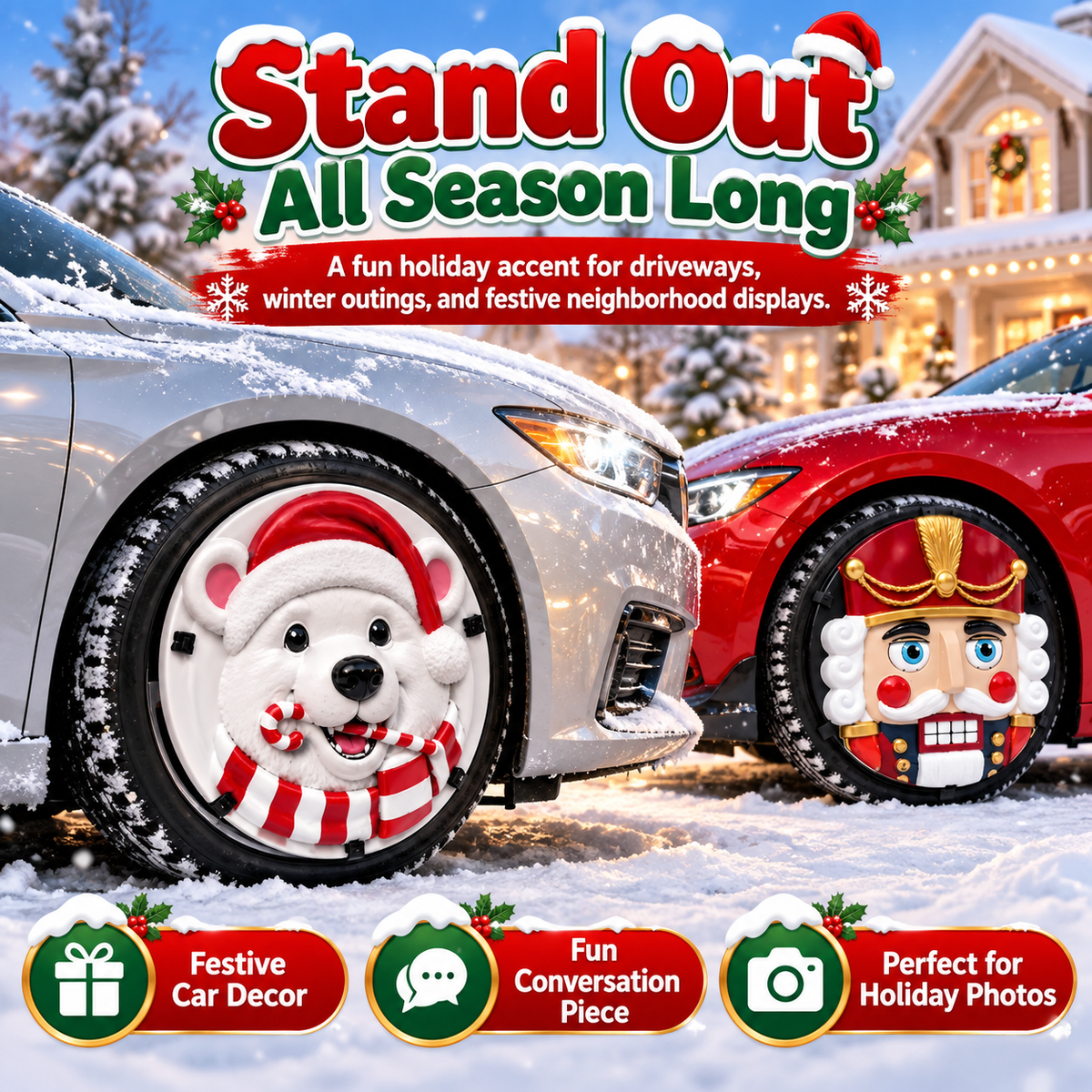 🎃Turn Your Car Into a Christmas Display – Festive 3D Wheel Covers🎄