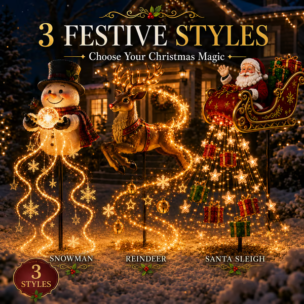 🔥Free Shipping - 🎅✨ 2026 New Santa’s Flying Sleigh Gift Cascade – Solar Christmas Garden Light