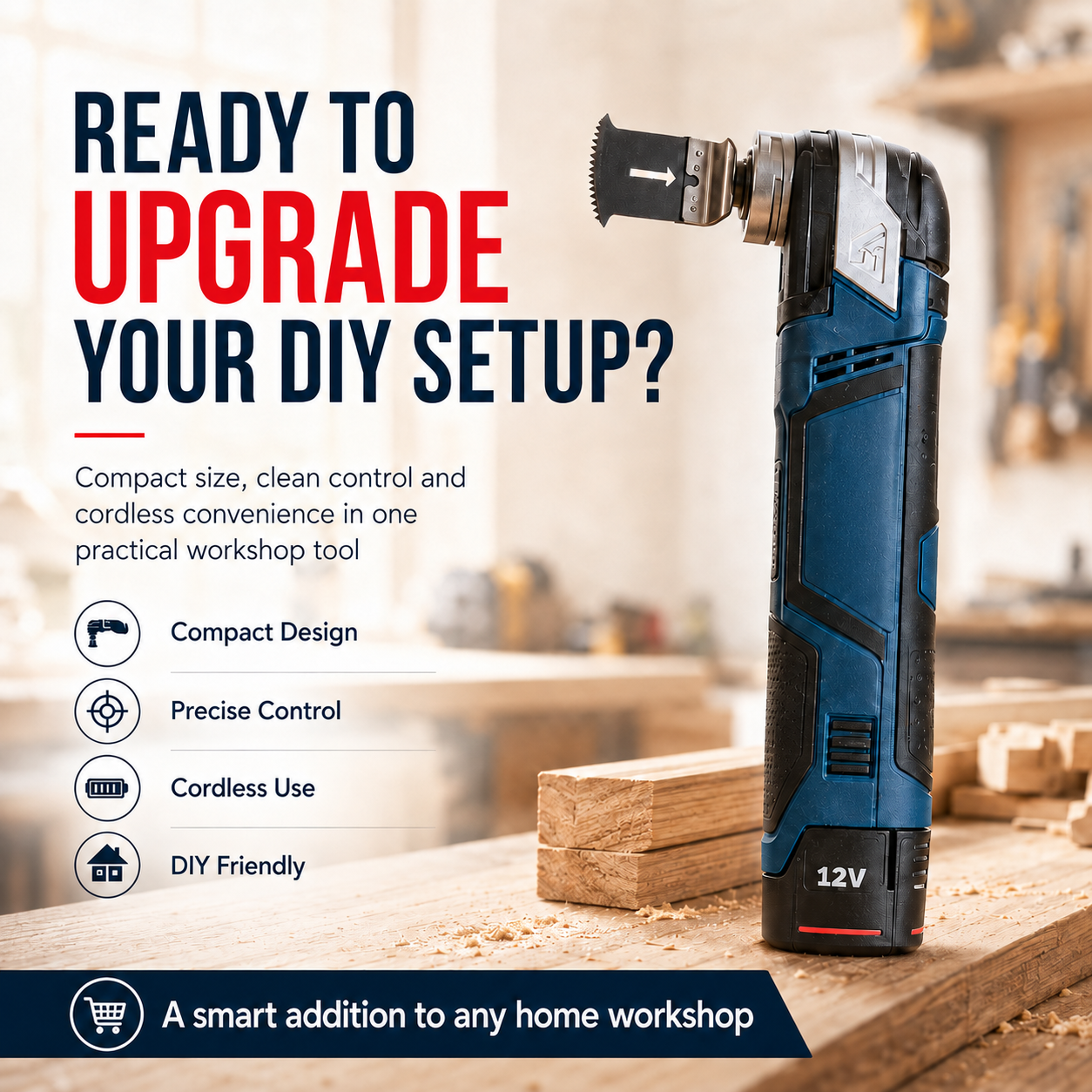 🔧 12V Cordless Precision Cutter – Compact Multi-Function DIY Detail & Plunge Cutting Tool